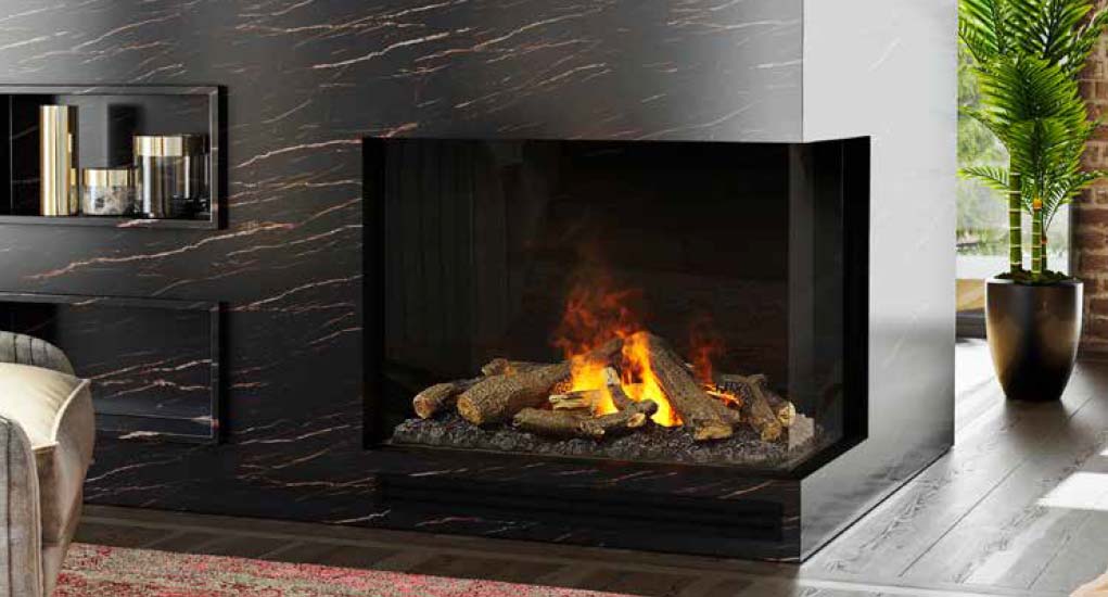 Faber e-MatriX, Right Facing, 2 Sided (32"X26") Electric Fireplace Insert